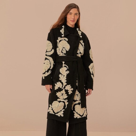 Farm Rio Black & White Fleece Coat - Picture 1 of 2